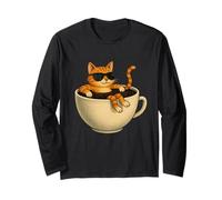 Taza de café para gato, piscina fresca, divertida, chill kitty, gafas de sol Manga Larga