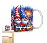 Taza de café patriótica, taza del día de la independencia - Copa de leche patriótica del 4 de julio, taza de cerámica patriótica para servir café, leche, té o bebidas, tazas