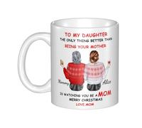 Taza de café personalizada con texto en inglés «To My Daughter from Mom» con nombre, retrato de dibujos animados personalizado The Only Thing Better Than Being Your Mother's is Watching You Be A Mommy