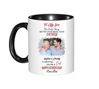 Taza de café personalizada con texto en inglés "To My Son from Dad" con texto en inglés "The Only Thing Better Than Being Your Father's is Watching You Be A Dad", taza para el día del padre, regalo
