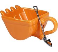Taza de Café Personalizada Excavator Bucket, 340ml Tazas de CeráMica Novedosas, Taza de Café Modelo Excavator Bucket con Pala Cuchara, Divertida Taza de Té Contenedor de Tarta Cenicero Excavadora