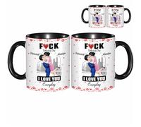 Taza de café personalizada para pareja de dibujos animados para ella/él, taza de café divertida personalizada con texto en inglés "I Love You Everyday Drinking Cup For Anniversary Custom Cartoon