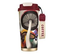 Taza de café personalizada única - Vaso aislado de acero inoxidable para viajes, hogar y oficina, 17 oz rojo hongo mágico