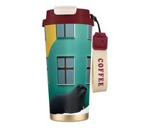 Taza de café personalizada única - Vaso aislado de acero inoxidable para viajes, hogar y oficina - 500 ml Foto sello rojo