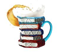 Taza de café pintada con forma de libro, de vidrio en forma de pila de libros, bonito soporte para escritores, profesores, amigos, familia, amantes de la literatura, mujeres, hombres, de