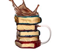 Taza de café pintada con libros de vidrieras, taza de café con forma de libros apilados 3D, añade un maravilloso toque literario a tu bebida, regalo de colección para los amantes de la literatura y