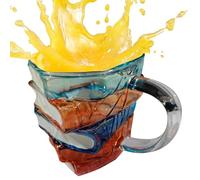Taza de Café Pintada con Libros - Vaso Térmico Libro 3D En Vidrio Estilo Libro - Contenedor Bebidas Hecha Mano Resistente Desportillados, Vajilla Decorativa Hogar para Estudio Salón Estantería Libros