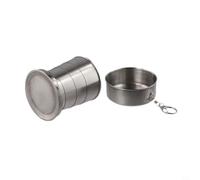 Taza de café plegable de acero inoxidable con tapa, recipiente aislante, 250 ml, resistente y a prueba de fugas para viajes, oficina y uso diario, almacenamiento compacto (250 ml grande)