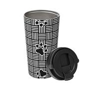 Taza De Café Portátil Huella De Gato A Cuadros Taza Térmica De Café Con Tapas Reutilizable Acero Inox Vaso Termico, Para Bebidas Frías O Calientes, Oficina, Coche, 17Oz