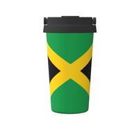 Taza de café portátil impresa con la bandera de Jamaica, especialmente diseñada para los amantes del café, adecuada para coche, oficina y uso al aire libre