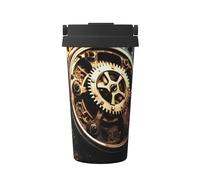 Taza de café portátil impresa de Gears of Running Machinery, especialmente diseñada para los amantes del café, adecuada para coche, oficina y uso al aire libre
