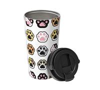 Taza De Café Portátil Patas De Gato Coloridas Sin Costuras Taza Térmica De Café Con Tapas Al Vacío Acero Inox Vaso Termico, Para Agua Y Té, Coche, Oficina, 17Oz