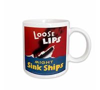 Taza De Café Póster De Guerra Vintage Labios Sueltos Podrían Hundir Barcos Personalizada Taza Elegancia Tazas De Desayuno Para Recuerdos Leche Oficina