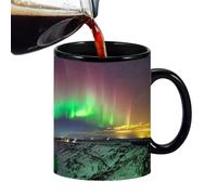Taza de café que cambia de calor, taza de café de cerámica que cambia de color con diseño de luces boreales, taza mágica que cambia de color para café y té, para niños, niñas, hombres, mujeres y todas