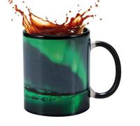 Taza de café que cambia de calor, taza de café de cerámica que cambia de color, taza de cerámica con diseño de luces del norte para niños, niñas, hombres y mujeres