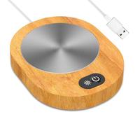 Taza de café recargable USB, temperatura constante-55-65 ° C, diseño de grano de madera | Destino de café más caliente para bebidas calientes, oficina y uso doméstico, elegante calentador para