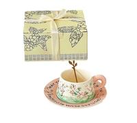 Taza de café retro simple y exquisita resistente a altas temperaturas de 260 ml, caja de polvo + cuchara, 260 ml