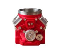 Taza de café retro - V8 - Taza de café de doble pared con aislamiento térmico, jarra de cerveza con motor muscular 3D creativo, novedosa decoración mecánica de garaje para amantes de los coches, Mec