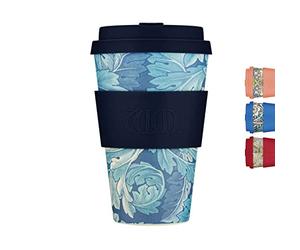 Taza de café reutilizable William Morris de 400 ml, respetuosa con el medio ambiente, 100% a base de plantas, sin melamina y biodegradable, apta para lavavajillas y microondas, taza de viaje, Acanthus