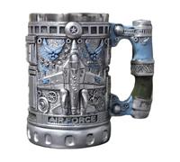 Taza de café, taza con patrón de avión, vaso grande de acero inoxidable con diseño de aviación grabado para bebidas diarias, opción de regalo para hombres, mujeres, papá, abuelo, novio, de leche