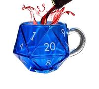 Taza de café - Taza de dados D20, dados poliédricos, vasos novedosos, tazas de noche de juego de vidrio para descansos, fiestas de cumpleaños, celebraciones de temporada, lugar de trabajo, momentos