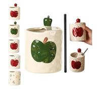 Taza de café, tazas de café expreso de 11.5 onzas, tazas de café de cerámica con agujero para sorber, tazas de café de cerámica 3D para hacer café (verde 3D)