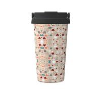 Taza de café térmica Happy Walking Kitty con diseño estampado completo. Taza de viaje a prueba de fugas con asa, libre de BPA, perfecta para la oficina, el coche, el hogar y cafeterías.