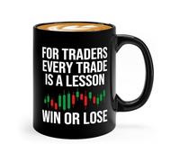 Taza de café Trader 325 ml, color negro, para comerciantes, asesor financiero, negociación diurna, mercado bursátil, dividendos, inversionista, finanzas, ganancias