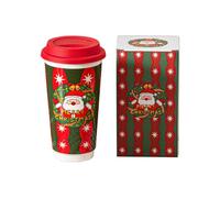 Taza de café, vaso de Navidad para hombre, taza de cerámica con tapa, cuerpo aislado, función de fácil agarre, herramienta de bebida, accesorio de vacaciones para mujeres, viajes, salidas y, 7