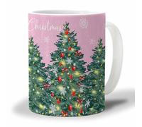 Taza de café verde y rosa, adornos navideños para árbol de Navidad con brillo rosa y texto Feliz Navidad, taza de té para mujeres y hombres, regalos para el día de la madre, regalo de graduación