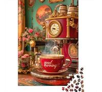 Taza de Café Vintage Puzzle de 1000 Piezas Papel para Adultos Escena de Cafetería Puzzle para Adultos Relajación Decoración Regalo 38x26cm/1000pcs