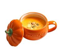 Taza de calabaza - Taza de Cerámica de 350 Ml con tapa, Halloween, Otoño, Microondas | Para Cappuccino Latte Yogur Regalos de Decoración Otoño