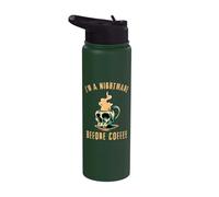 Taza de calavera con texto en inglés "I'm A Nightmare Before Coffee", diseño de calavera Stainless Steel Insulated Water Bottle