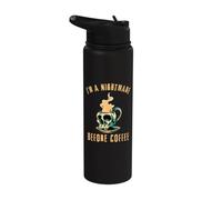 Taza de calavera con texto en inglés "I'm A Nightmare Before Coffee", diseño de calavera Stainless Steel Insulated Water Bottle