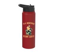 Taza de calavera con texto en inglés "I'm A Nightmare Before Coffee", diseño de calavera Stainless Steel Insulated Water Bottle