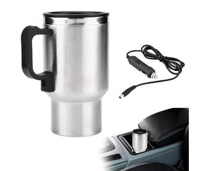 Taza de Calefacción para Coche, 12V Hervidor Eléctrico 450 ml 60W Hervidors Viaje Termo Cafetera Portatil del Acero Inoxidable Taza Calentada para Coche para Hervidor de Coche de Viaje