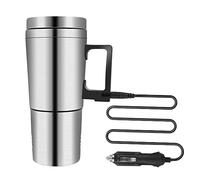 Taza De Calor EléCtrica para Coche 300ml,Asudaro 12v 25w/24v 35w Tazas De Calentador Acero Inoxidable PortáTil Universal Hervidor TéRmico De Calentamiento AutomáTico para Calentar Agua Café Leche Té