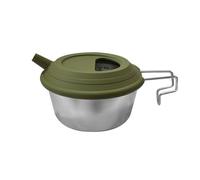 Taza de camping genérica, tetera de acero inoxidable con asa plegable y tapa de silicona, taza de senderismo para bebidas calientes y frías en viaje o al aire libre