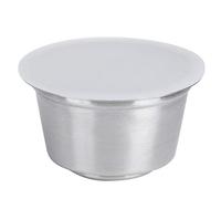 Taza de cápsula de café reutilizable de acero inoxidable, cápsula de café recargable para, accesorio duradero para máquina de café de acero inoxidable con tapa de silicona, alto (Blanca)