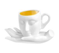 Taza De Cara Humana - Taza De Cara, Taza De Té De Cerámica Tallada Y Platillo, Taza De Café Frente, Taza De Café 260 Ml Con Kit De Platillo, Taza De Té De Leche Para Bebida