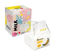 Taza de cartón de leche de vidrio Kawaii Taza de leche linda transparente Mini jarra de crema Contenedor para microondas 12 oz, 1 unidad (plátano)