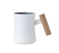 Taza de Cepillo Dientes Simple for Dormitorio, Taza for Enjuague bucal con Mango Madera, Lavado y Cepillado, 2 uds para Cepillos de Dientes y Pastas Dentales(White)