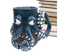Taza de cerámica 3D de pulpo, taza de cerámica, diseño acuático de mar, pulpo marino, tazas de café, pulpo, pulpo criatura, taza de estatua artística para entusiastas del té con leche, viajes, Navidad