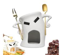 Taza de Cerámica, Chocolate y Queso para Derretir, Incluye Tenedor con Fondue de Cuchara de Vela, Accesorios para el Hogar para Fresas, Galletas, Celebraciones de Cumpleaños, Fiestas, Familia, 7.48x5.