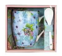 Taza De Cermica Con Cuchara Enesco Flores