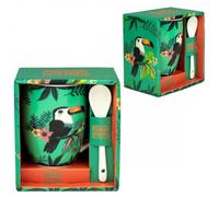 Taza de cerámica con cuchara enesco tucán