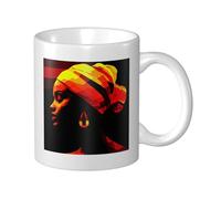 Taza de cerámica con diseño de mujer negra con cabeza naranja, elegante taza de café, taza de agua para casa y oficina, 325 ml