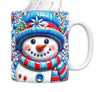 Taza de cerámica con diseño de muñeco de nieve, 350 ml, diseño de muñeco de nieve 3D con asa, cocina, té, chocolate, cumpleaños, vacaciones, niñas, vacaciones