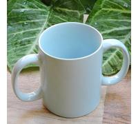 Taza de cerámica con dos asas para una sujeción segura, 350 ml, color verde menta