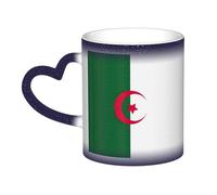 Taza de cerámica con estampado de la bandera de Argelia, taza de café termocrómica de color negro a blanco para oficina en casa, cafetería